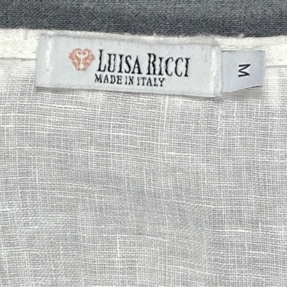 Luisa Ricci Linen Lace Tunic Beach Coverup Dress Women Medium White Cottagecore - Picture 6 of 13